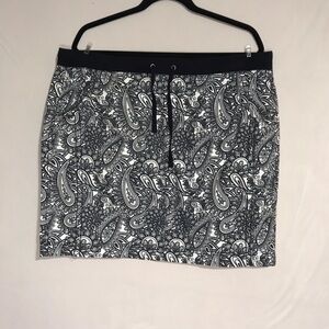 Cleo Petites Navy/White Size 18 Skirt, Ribbed Waistband, Drawstrings, Plus Size